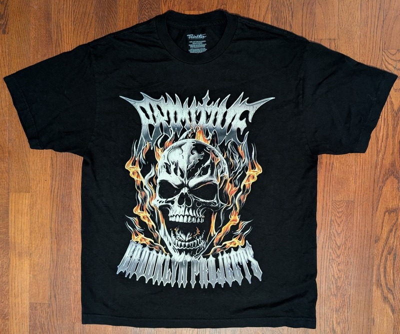 Primitive X Brooklyn Projects Collab BLAZE BOXY Blk T Shirt LG NWOT 100 Cotton