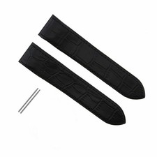 SCREW  23MM LEATHER STRAP BAND BRACELET FOR CARTIER SANTOS 100XL 38MM BLACK