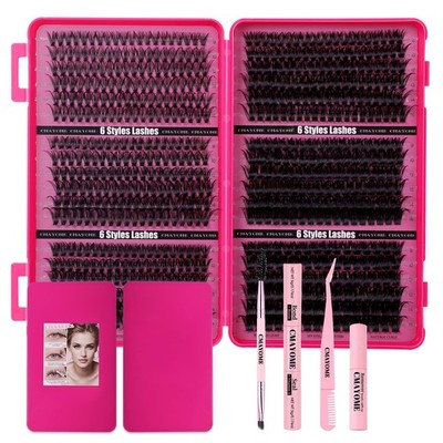 Lash Clusters Kit, 30D 40D 50D 60D 80D 100D False Eyelashes with Lash Bond an...
