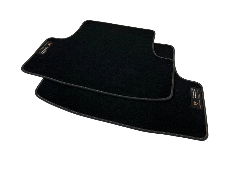 Alfombrillas de asiento originales Cupra Ateca terciopelo negro cobre alfombra tela con logotipo Foto 3 de 4