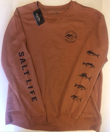 Herren Salt Life Live salziges grafisches Langarm-Sweatshirt - 2XL - neu mit Etikett Fisch orange