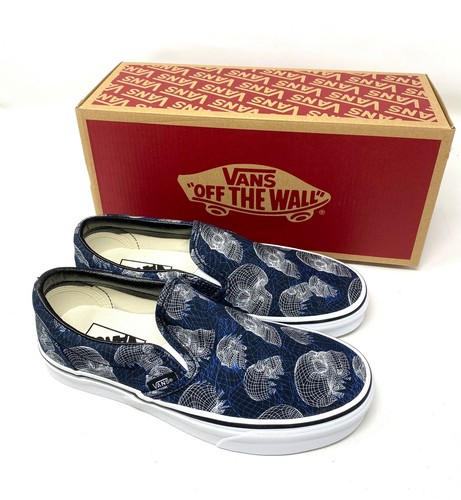 VANS Classic Slip On Wireframe Skull Black Canvas Sneakers Women's VN0A33TB9IB - Picture 8 of 10