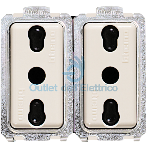 Presa Duplex Bipasso Magic Bticino - 2P+T 10/16A, Modello BTI5180/2