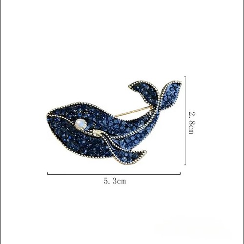 Elegante Broche Ballena Azul Hermoso Cristal Esmalte Delfín Animal Traje Prendedor - Imagen 4 de 6