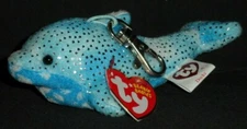 TY BEANIE BABY KEY CLIPS - DOCKS the BLUE DOLPHIN - MINT with MINT TAGS
