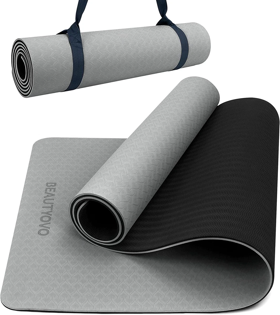 Yoga Mat with Strap, 1/3 Inch Extra Thick Yoga Mat Double-Sided Non Slip,  Profes