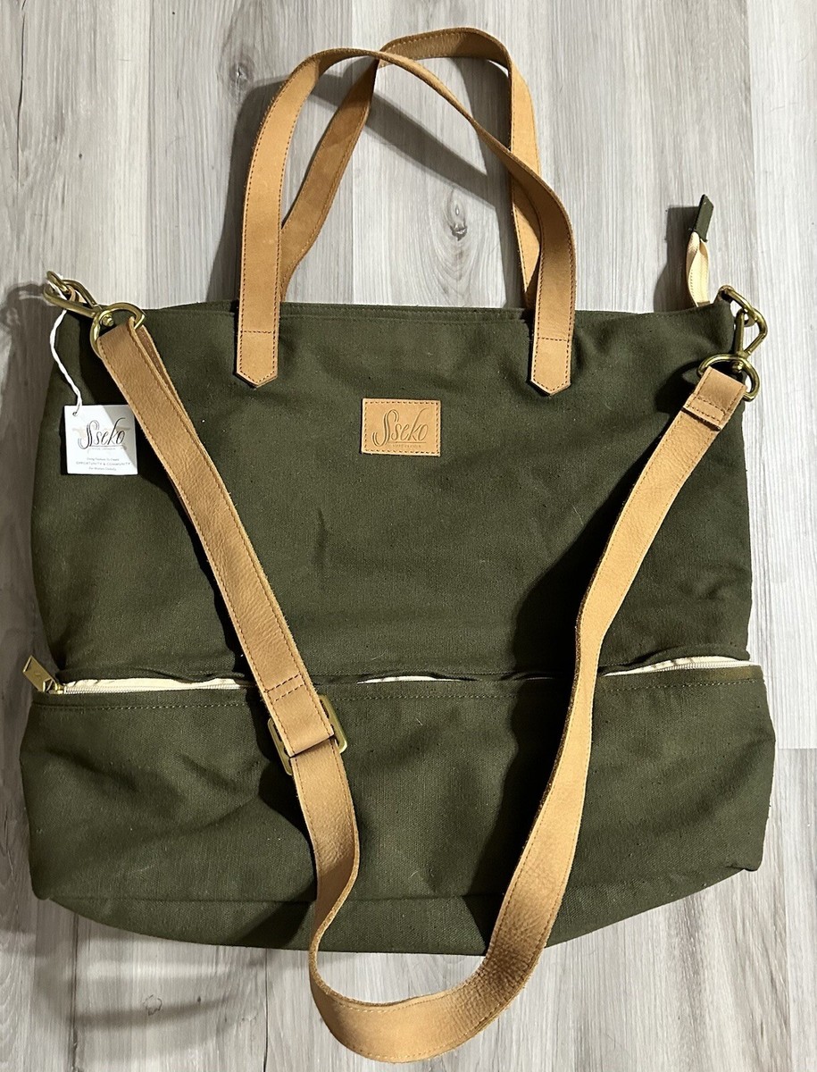 Sseko Canvas Travel Bag Olive Canvas Messenger Bag | eBay display picture 3