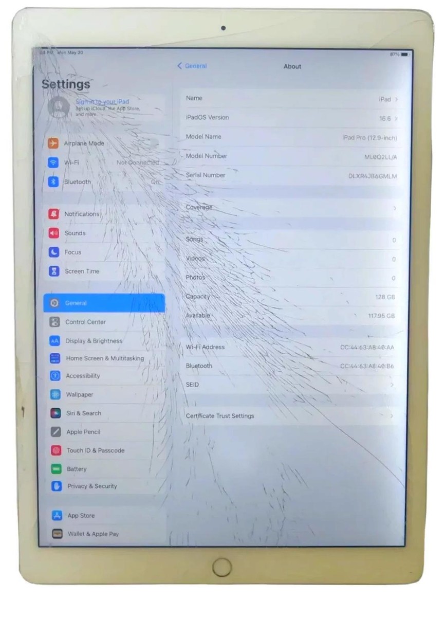 Apple iPad Pro 1st Gen 128GB A1584 12.9