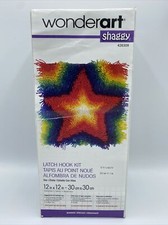 WonderArt New Open Box Shaggy Latch Hook Kit Rainbow Star 12x12 USA Boho
