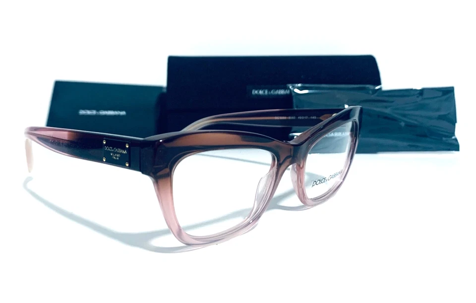 DOLCE & GABBANA DG3253 3060 GAFAS DE GATO CRISTAL MARRÓN 49-17-140 MM CON ESTUCHE Foto 4 de 4