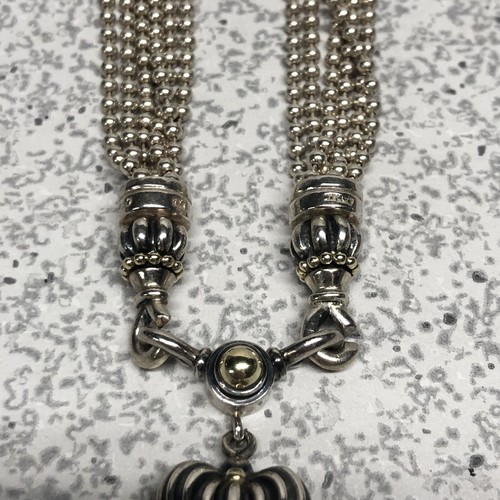 LAGOS Caviar Torsade Multi (6) Chain Necklace SS 925 18k Gold with Heart Pendant - Picture 3 of 10