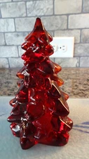 5.5" RED Christmas Tree Figurine Mosser Glass MEDIUM USA