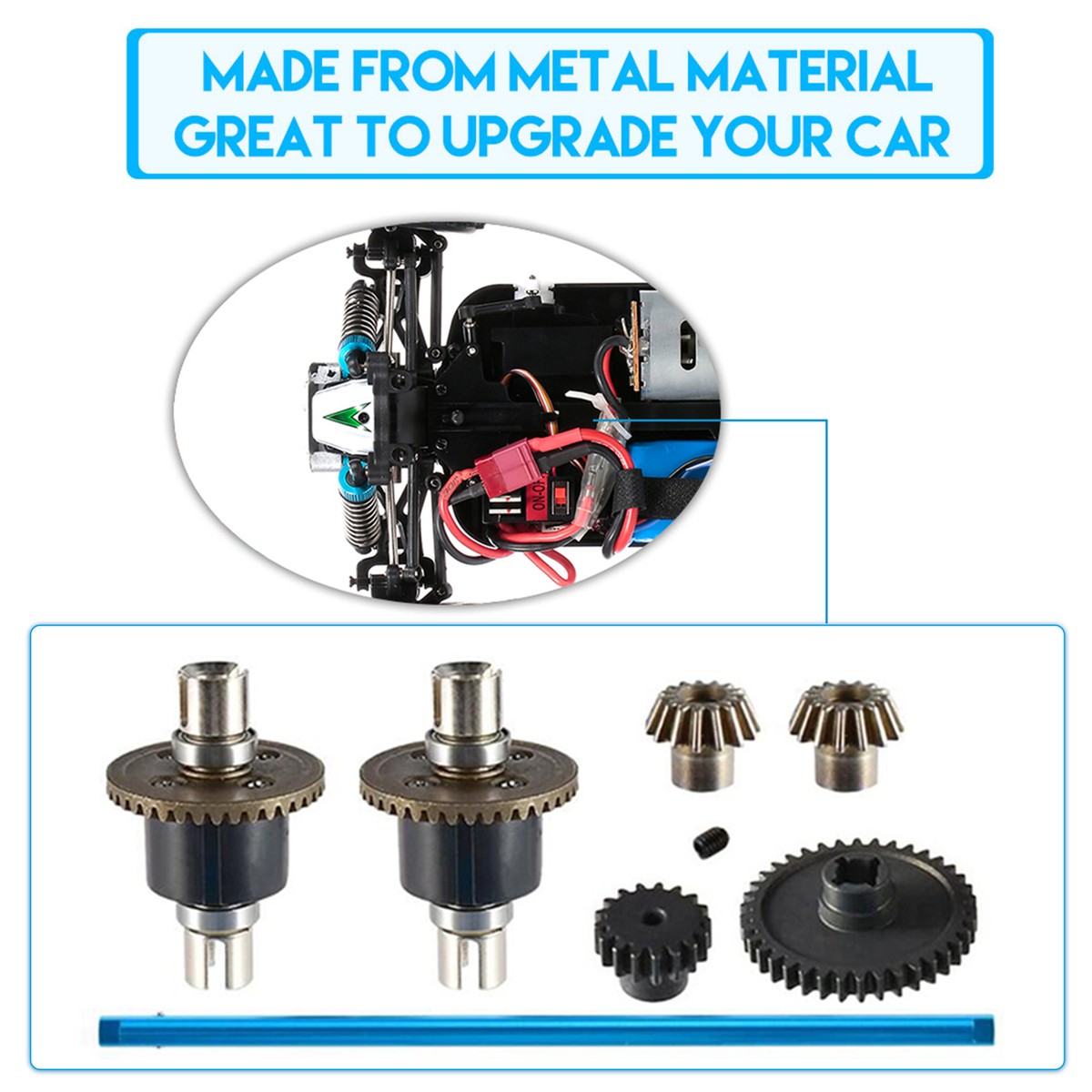 Engrenages Métal 38T + 17T Pour Voiture RC WLtoys A949 A959 - Différentiel Et Pignon Moteur Noir