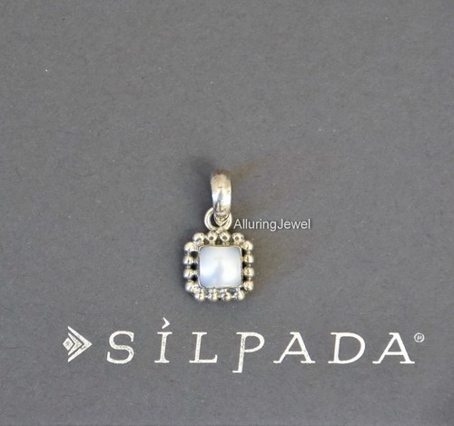 SILPADA retired Sterling Silver WIDE bail pearl Button Pendant S1211 frame pebbl