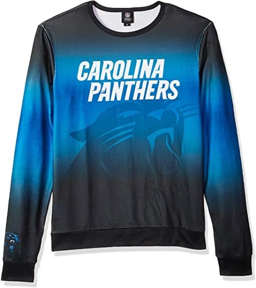 NFL Team Apparel Carolina Panthers Ugly Sweater XXL Black Blue Print Gradient