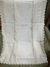 Home Treasures King Size Pillow Sham Damask Floral Scallop Edge Ecru Beige