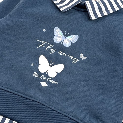Girl's Sweatshirt. Lee Cooper. Navy Blue Color. Gift For 4-Year-Old Child - Picture 3 of 4