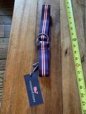NWT VINEYARD VINES Size M Boy's Pop Stripe Blue Striped Web D-Ring Belt