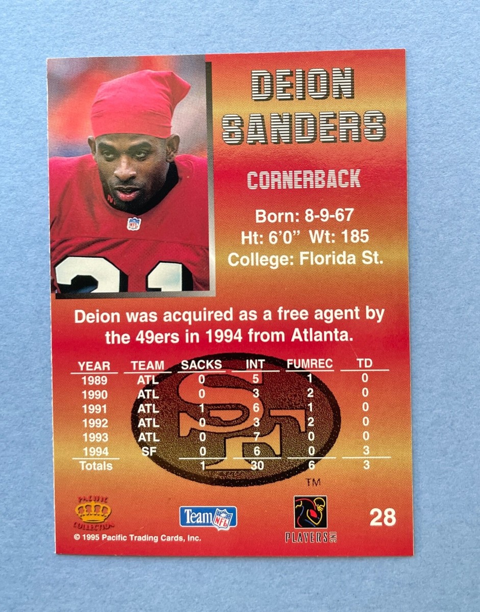 1995 Pacific Football Deion Sanders #28 San Francisco 49ers | eBay