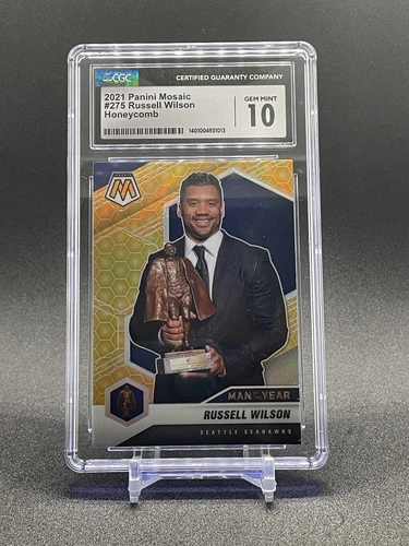 Russell Wilson MOTY Panini Mosaic (2021) HONEYCOMB SSP CSG/CGC 10 GEM MINT #275