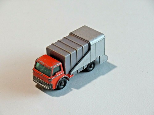 Lesney Matchbox Refuse Truck No. 7 Orange Grey Dumper 1966 England Original 8712 - Picture 7 of 10