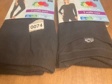 Fruit of the Loom Women's XS (0-2) Waffle Thermal Set BLACK Shirt & Pants