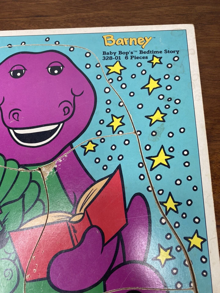 Rompecabezas de cartón duro Barney vintage Playskool, Baby Bop’s Bedtime 6 piezas 1993 Foto 4 de 4