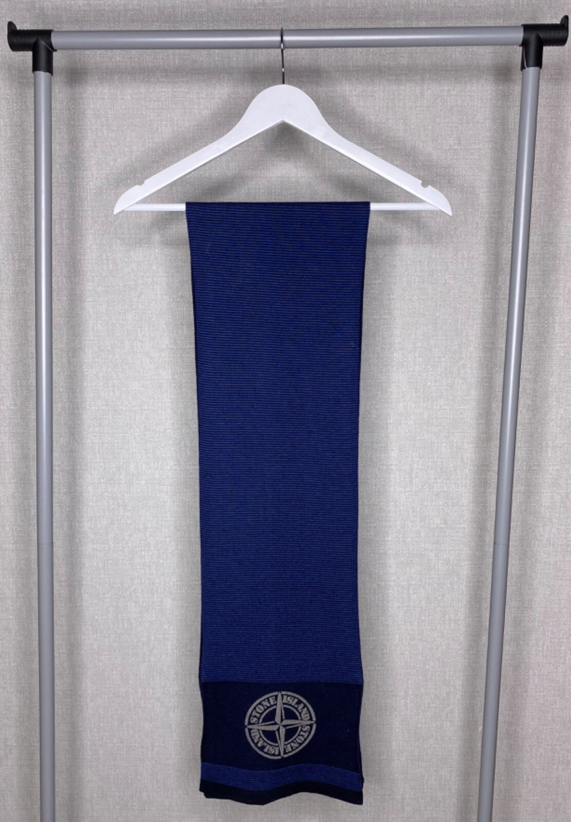 Stone Island Vintage Big Logo Striped Scarf Blue Black OS