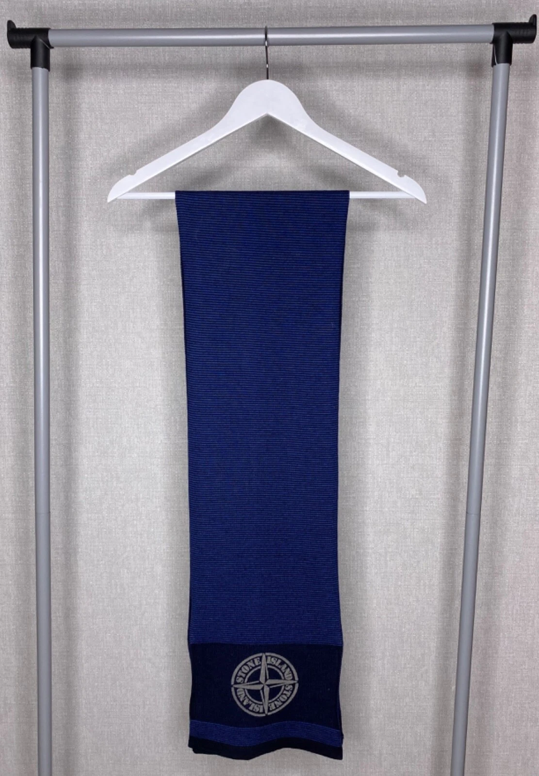 Stone Island Vintage Big Logo Striped Scarf Blue Black OS
