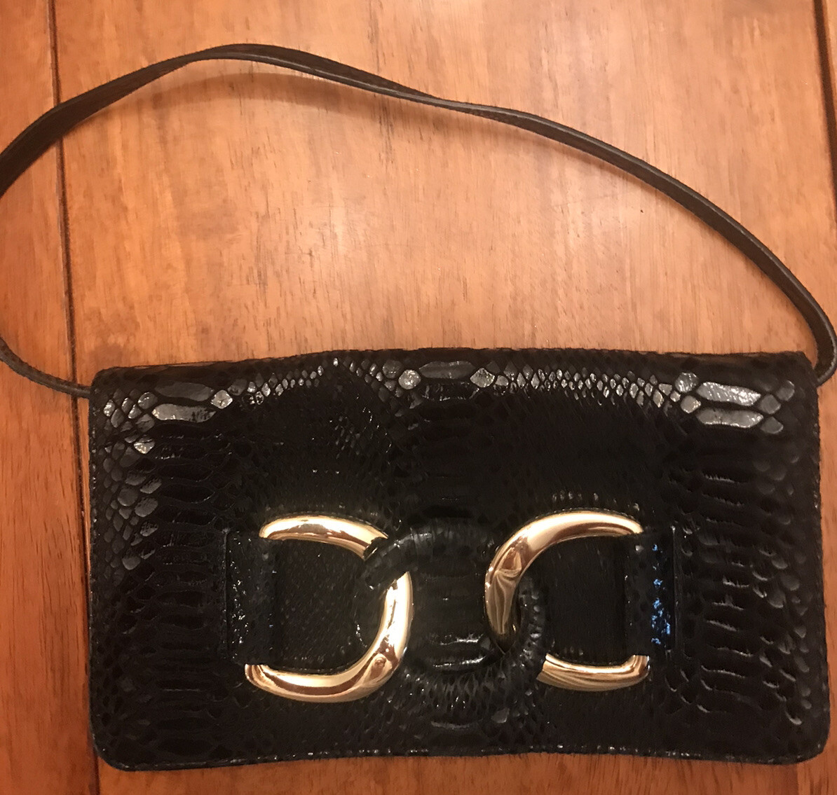 Michael Kors Evening Bag Soft Black Snakeskin Leather Oversized