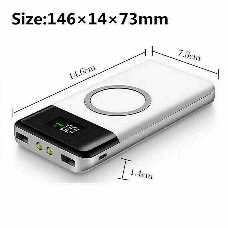 Banco de alimentación inalámbrico Qi respaldo cargador portátil rápido batería externa Foto 4 de 4