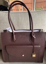Michael Kors Brown Pebbled Leather Mercer Barolo XL Pocket Tote New With Tags