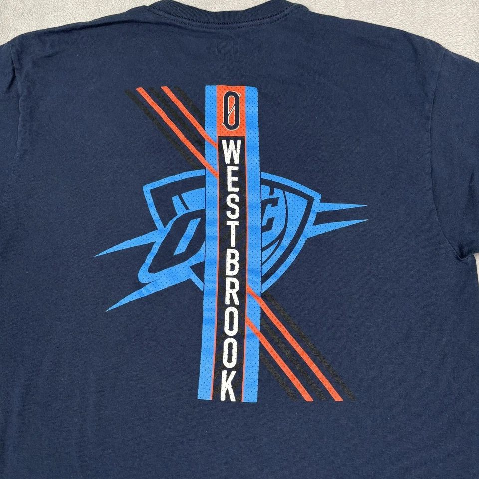 Camiseta OKC Oklahoma City Thunder Para Hombre Grande Azul Marino Westbrook De Colección NBA Foto 4 de 4