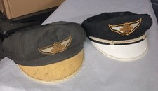 (2) Vintage 1940’s-1950’s Harley Davidson Biker’s Captain Hats 6 3/4 6 7/8