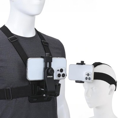 New Mobile Phone Chest Mount Harness Strap Holder Cell Clip Black