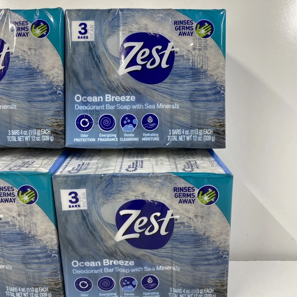 Лот x18 ZEST Ocean Breeze бар мыло 4 унц дезодорант новый из старых запасов снят с производства  - Изображение 4 из 4
