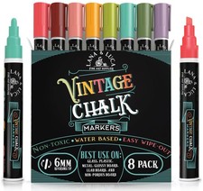 LANA LUCA Liquid Chalk Markers for Blackboards - Wet Erase 6mm, Vintage