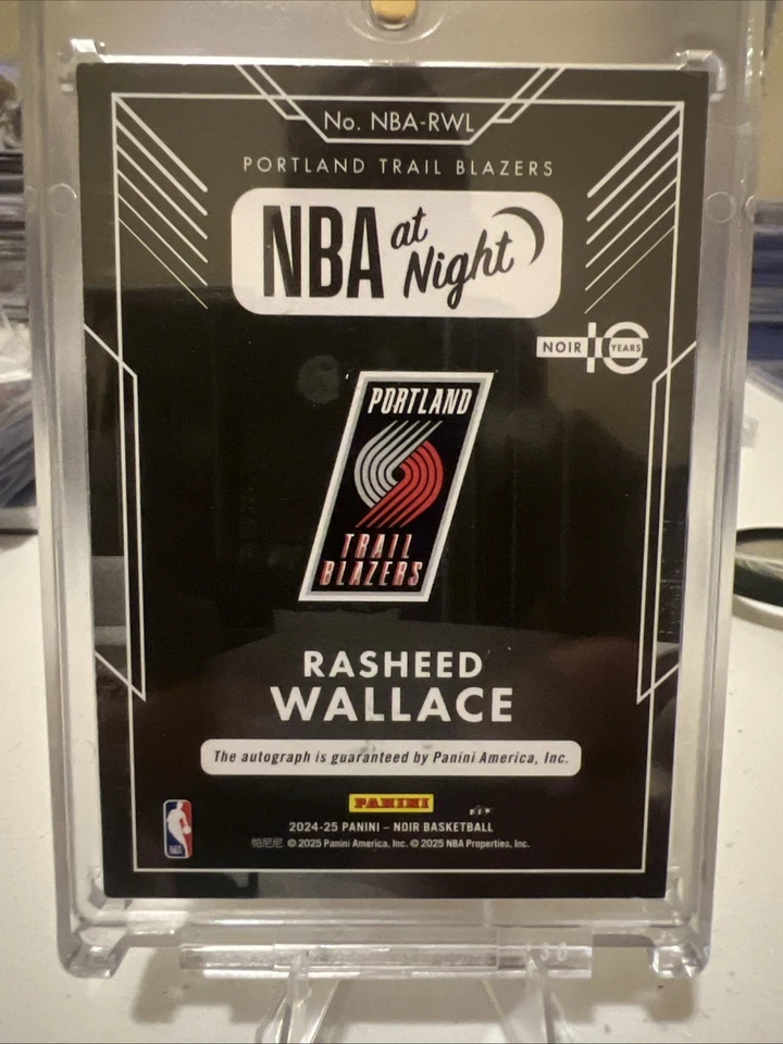 2024-25 Panini Noir - Nba At Night Signatures Рашид Уоллес #NBA-RWL 16/25 SP - Изображение 2 из 2