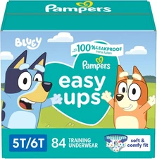 Pampers Easy Ups Bluey Potty Training Pants Boys Size 5T-6T,-*84 Count*