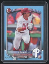 2025 Bowman Draft Aidan Miller /499 Philadelphia Phillies #BD-180 Sky Blue Paper