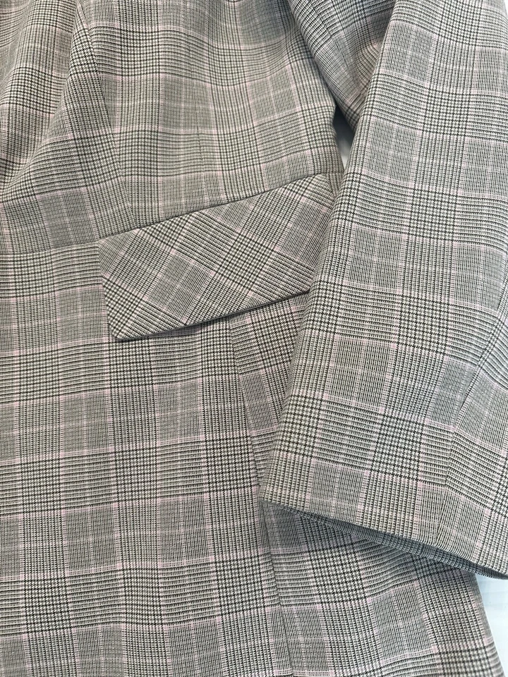 WORTHINGTON WORKS Stretch Pink Gray Fitted Lined Long Jacket Women Sz 14 - Image 3 of 4