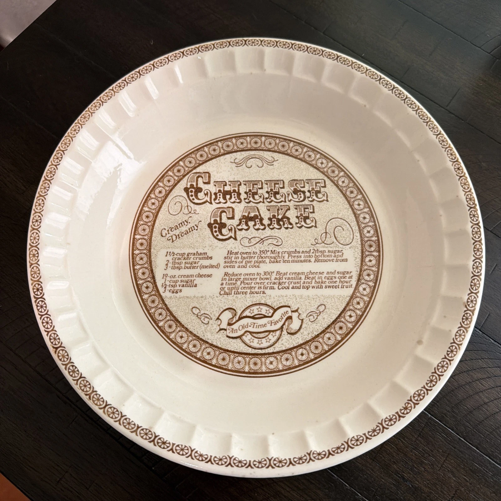 Vintage Royal China by Jeannette 11" Deep Dish Cheese Cake Recipe Pie Plate USA