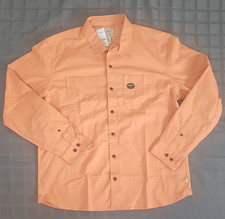L.L.Bean BeanFlex Twill Shirt Men's L Regular Slightly Fitted Orange Button-Up