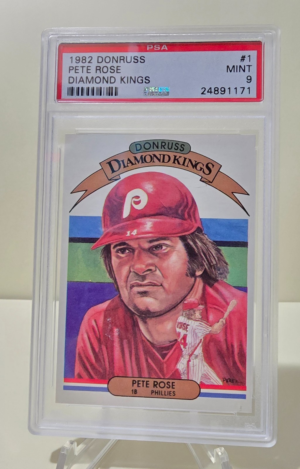 1982 Donruss PETE ROSE *DIAMOND KINGS* card #1 graded PSA 9