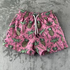 Maamgic Swim Shorts Boys 5/6 Pink w/ Pineapples Palm Trees Trunks