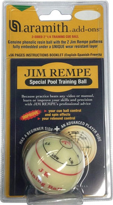 Jim Rempe Training Cue Ball 2-1/4'' Regulation Size Billiard Pool Ball with Instr