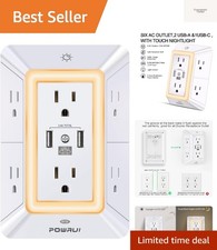 Multi Plug 6 Outlet Surge Protector Extender with 3 USB Ports 1 USB C and Nig...