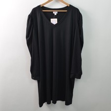 Lularoe Ava Long Sleeve V-Neck Dress Womens 3XL Black Puffed Shoulders Stretch