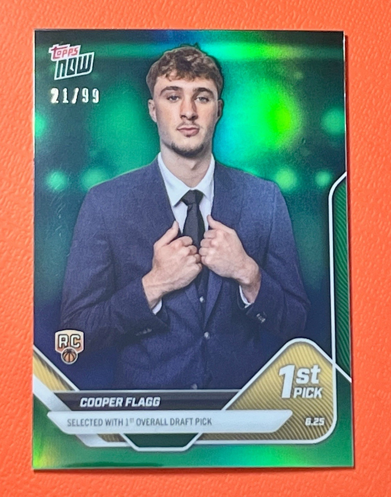 Cooper Flagg ~ 2025 Topps Now #D1 ~ Draft ~ Chrome ~ Green 🟩 Refractor /99