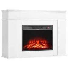 43in 1500W Freestanding Electric Fireplace with Mantel & Adjustable Flames White